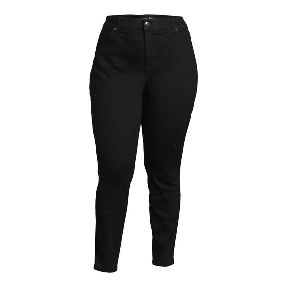 Terra & Sky Women's Plus Size Skinny Jeans, Size 22WP(Petite), Black Wash Demin - Picture 3 of 5